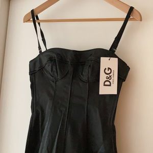 D&G dolce gabbana 40 black corset dress satin back zip cocktail